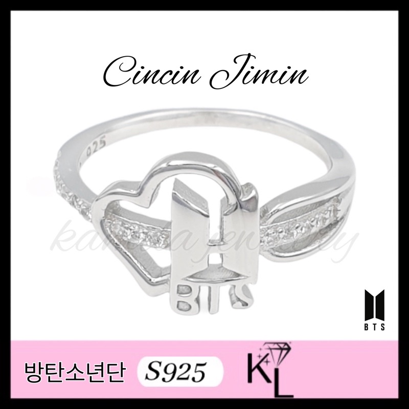 Cincin Perak Wanita - Cincin Bts - Cincin Perak 925 Asli JIMIN Lapis Emas Putih