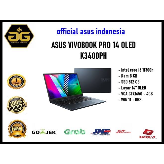 ASUS VIVOBOOK PRO 14 OLED K3400PH i5-11300H 8GB 512GB GTX1650 14" 2.8K