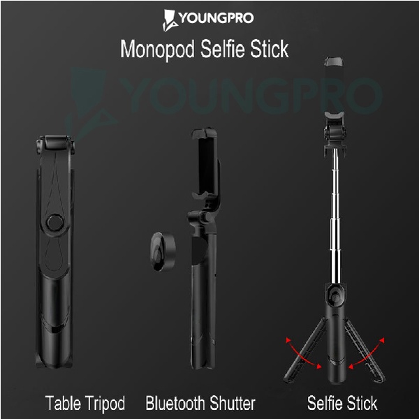 YOUNGPRO YSS-02 SELFIE BLUETOOTH 3 IN 1 TONGSIS BLUETOOTH TRIPOD GARANSI 1 TAHUN YSS-01