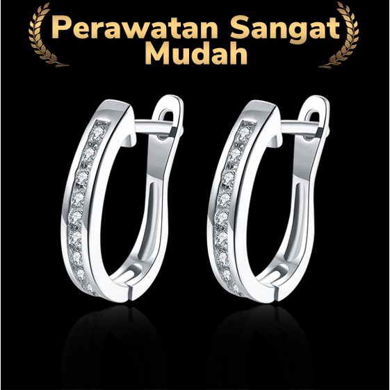 Anting Wanita Titanium Lapis Emas 18K Crystal Zirconia Tiaria Collection Anti Karat dan Alergi - Tianne - Perhiasan Anting Wanita Gold Plated Earring-1