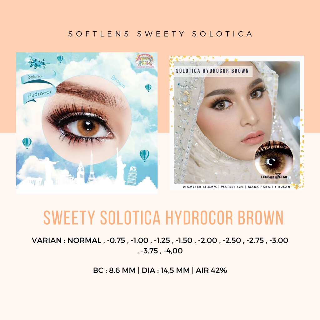 SOFTLENS/LENSA SWEETY PLUS SOLOTICA Hydrocor BROWN / GREY -MINUS / LENSA MATA