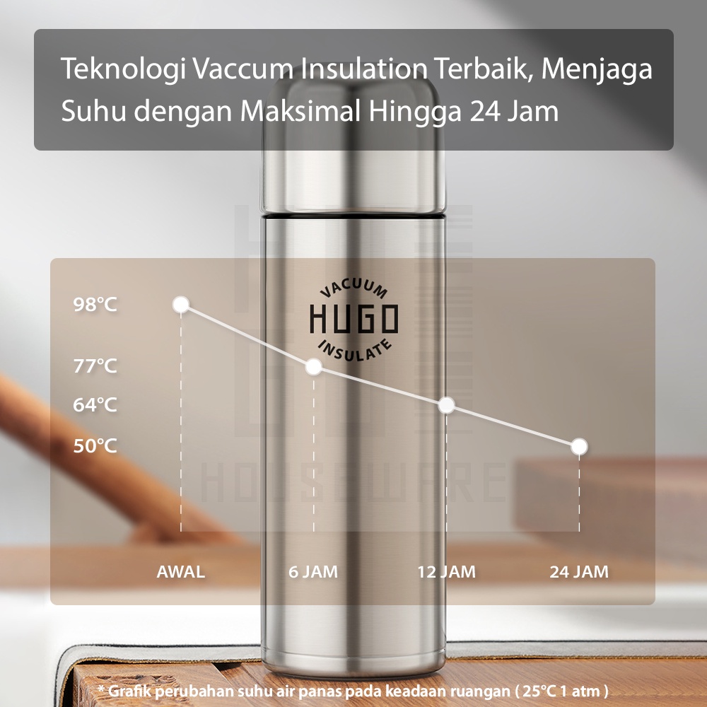 HUGO Termos Stainless Steel Tahan Panas Dingin 24 Jam Termos Air Panas Premium Quality