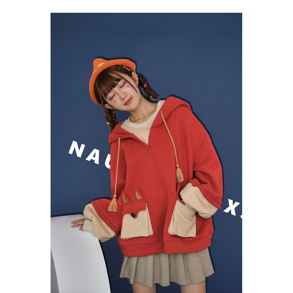 Fox Hoodie Lucu Wanita Dewasa