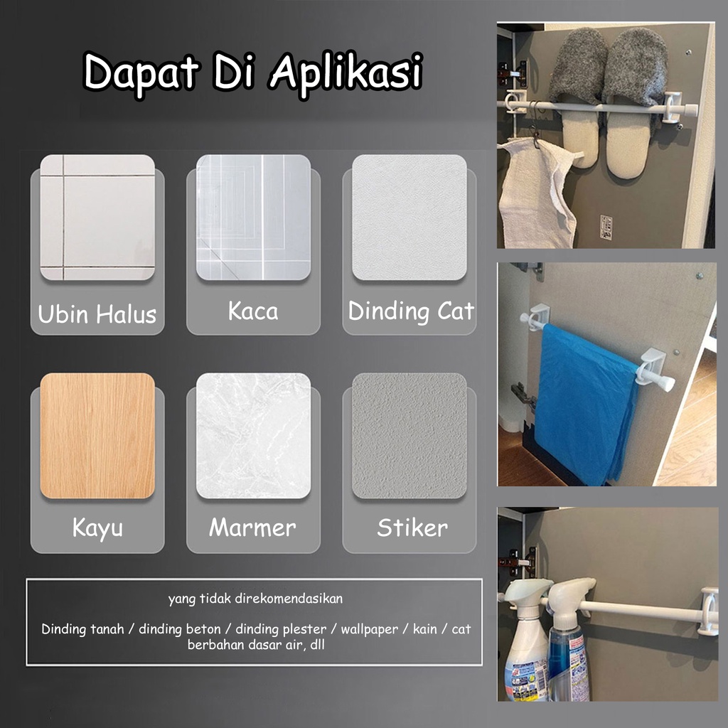 (KIM)Bracket tiang serbaguna, bracket tempel gantungan, bracket 360, bracket jendela, bracket gorden, bracket pintu, bracket tiang fleksibel