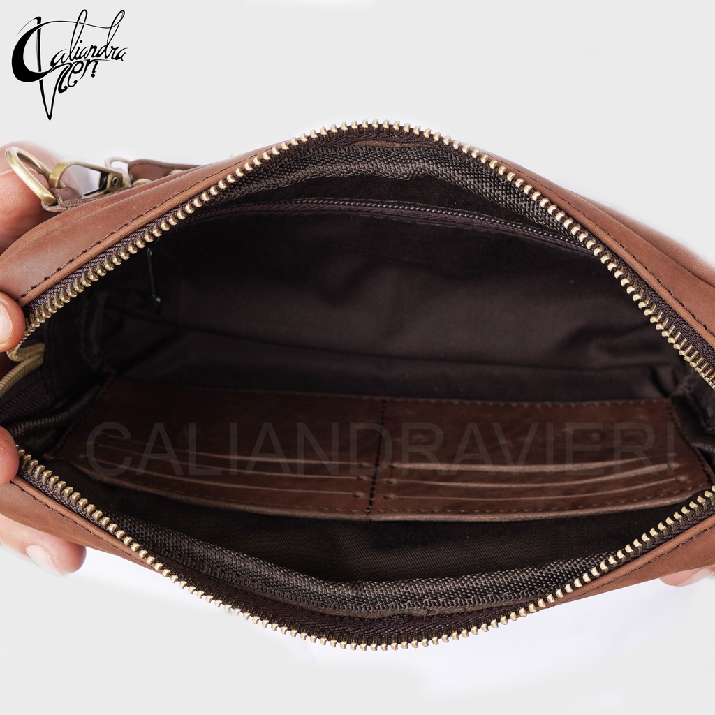 Caliandravieri Clutch Pria Kulit Asli CV2 Kasual Vintage