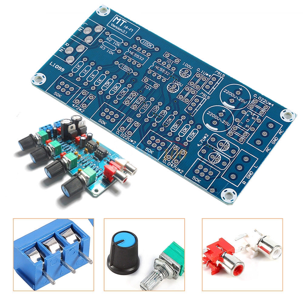 [IN STOCK/COD]NE5532 HIFI OP-AMP Amplifier Volume Tone EQ Control Board Preamplifier Elektronik DIY Kits