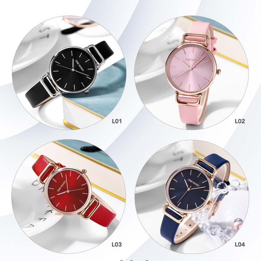 JH WATCH KODE 8128 - Jam Tangan Kulit Wanita Import JIMS HONEY ORIGINAL JIMSHONEY