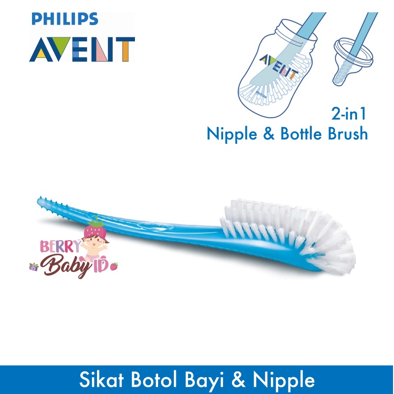 Philips Avent Sikat Botol Susu Bayi &amp; Dot - Bottle &amp; Nipple Teat Brush Berry Mart