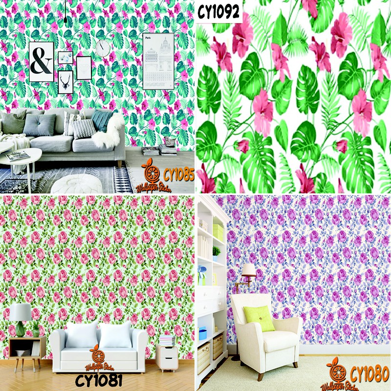 Wallpaper dinding 3d kamar tidur / Wallpaper dinding kamar anak wallstiker 45cm x 9m Motif Bunga Tulip