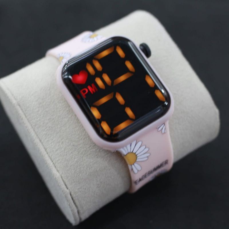 (DGS) Jam Tangan Fashion LED Strap Motif Bunga TW-28