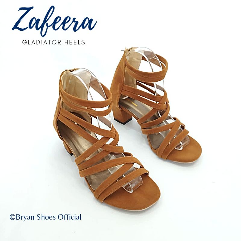 Bryan Zafeera Heels Tali Gladiator Hak Tahu Elastis Berkualitas 36-41 42 43 Jumbo Oversize Bigsize