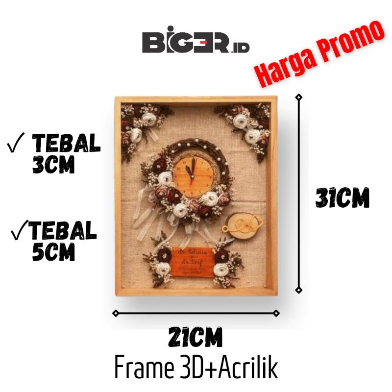 Frame Foto Pictbox + Acrilik 20X30 Papan Pict Box Akrilik 20cmX30cm Box Hantaran Box Mahar Frameless