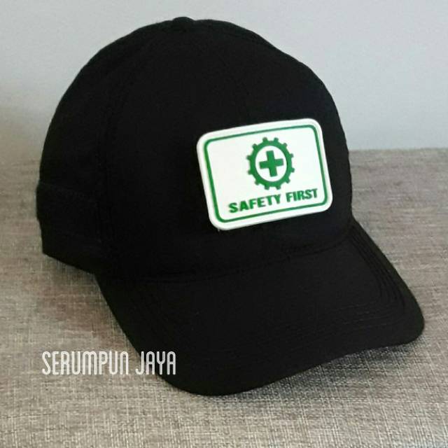 TOPI SAFETY FIRST - K3 - TOPI VELCRO HITAM + PATCH