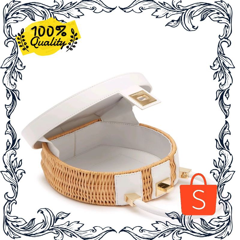 Termurah Sparrows Weave The Round wicker and leather bag Termurah