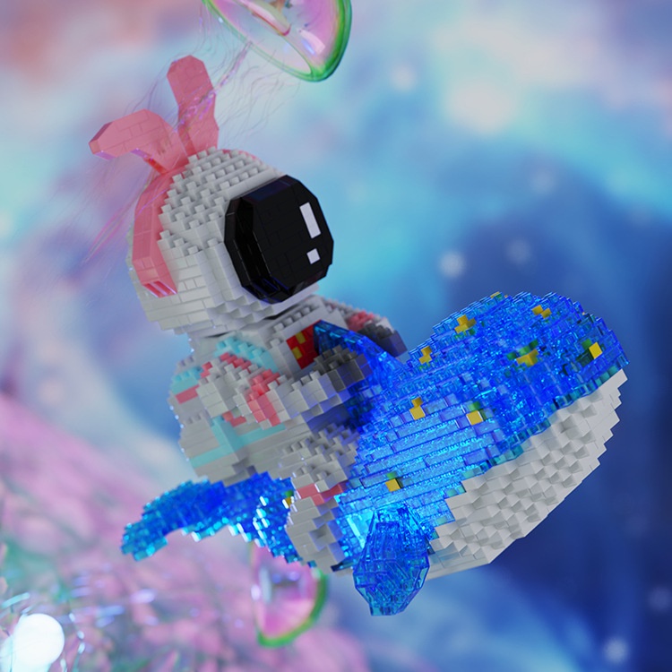 Mainan glowing whale astronaut kun spaceman Untuk Edukasi Anak 6045