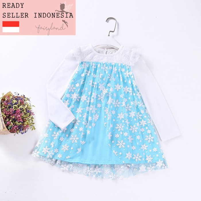 Gaun Anak - Kostum Ulang Tahun Dress Elsa Anna Frozen Import Gaun Ultah Anak