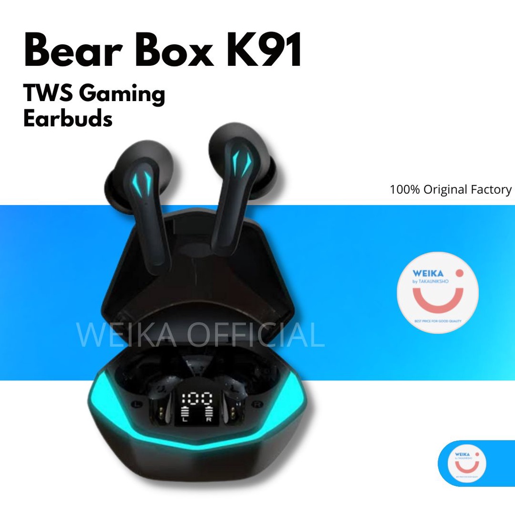 Headset Handsfree Bear Box K91 TWS Gaming Earbuds