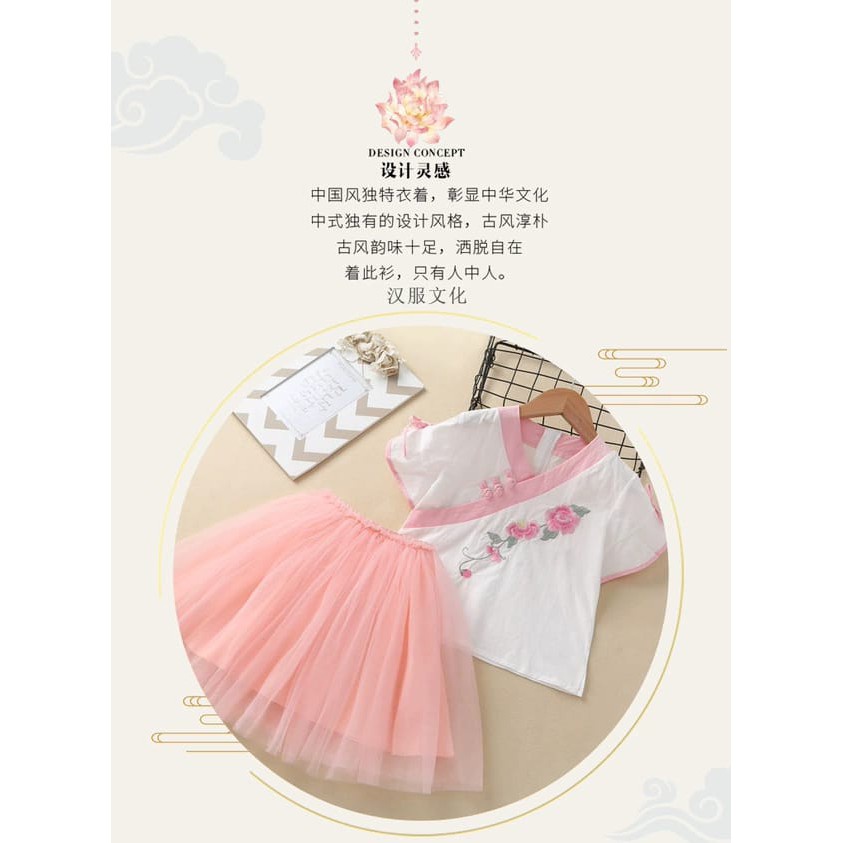 1-2 Tahun | Setelan Kyung Mi - Baju Imlek Sanghai Rok Anak Perempuan Kualitas Import Cheongsam Mandarin