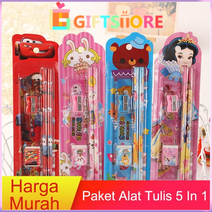 

COD✨Stationary Set 5 in 1 Karakter / Alat Tulis Sekolah / Paket Alat Tulis / Mini Stationary / Set Alat Tulis Pensil-Gi