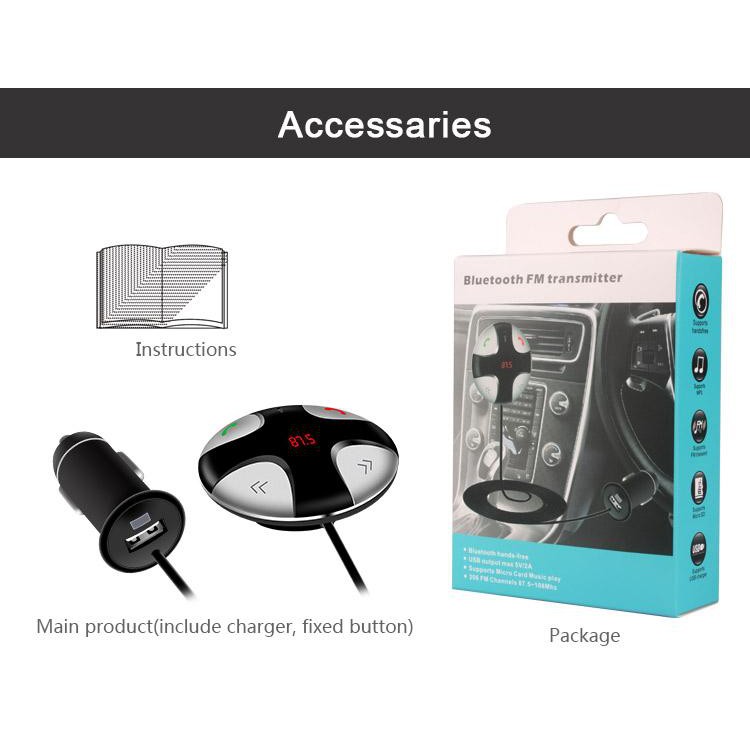 FM29B Handsfree Car Kit with Bluetooth Function FM Transmitter MP3 Player USB Charger