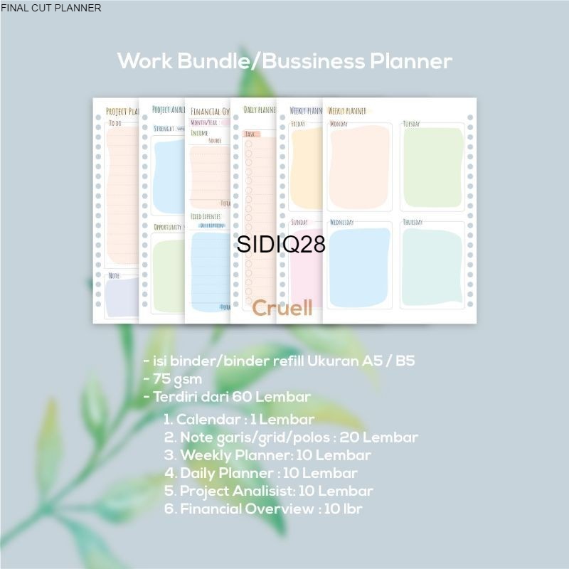 

bussiness planner / Loose Leaf ori / Isi Binder BY FINAL CUT PLANNER