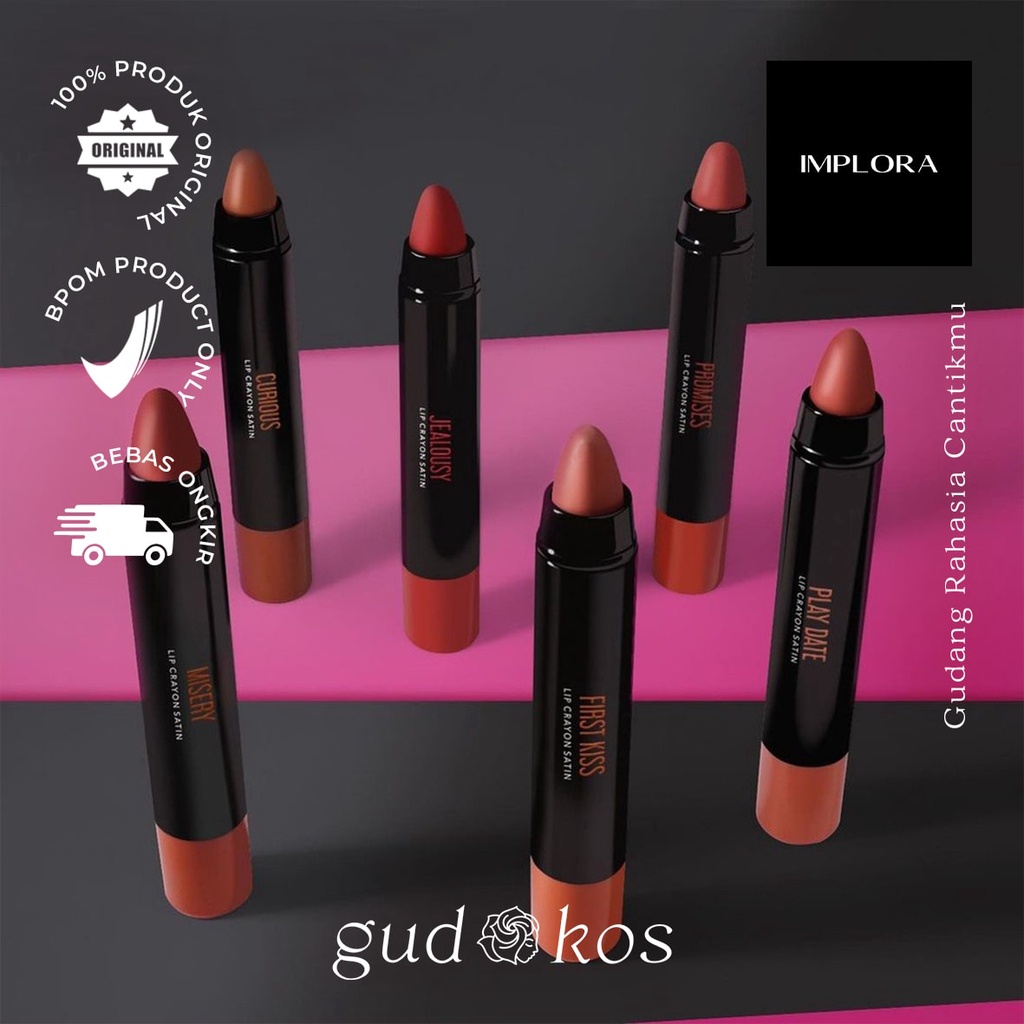 Implora Lip Crayon Satin / Lipstick Tahan Lama Original BPOM