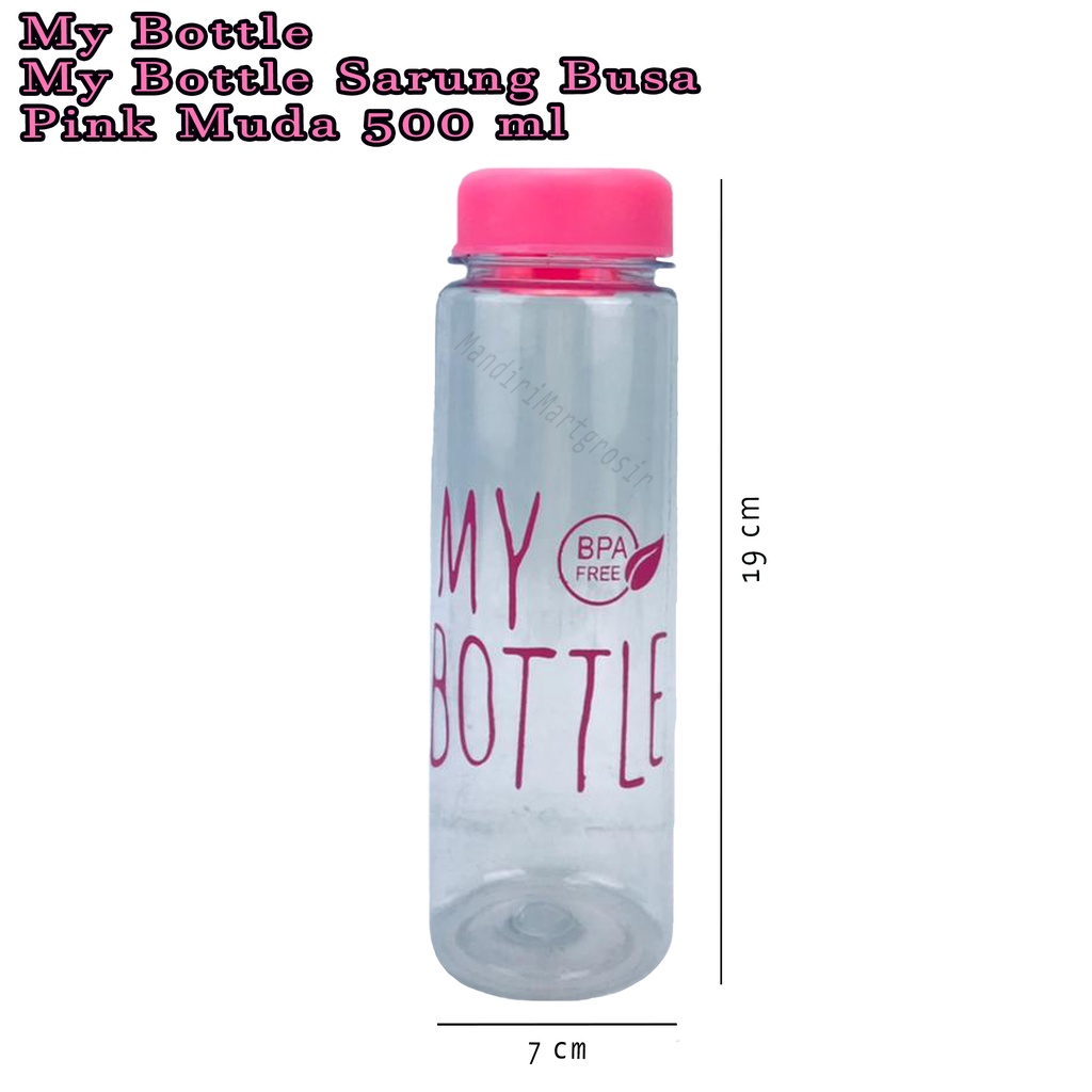 Botol Air * My Bottle Sarung Busa * botol minum * Warna Pink Muda * 500ml