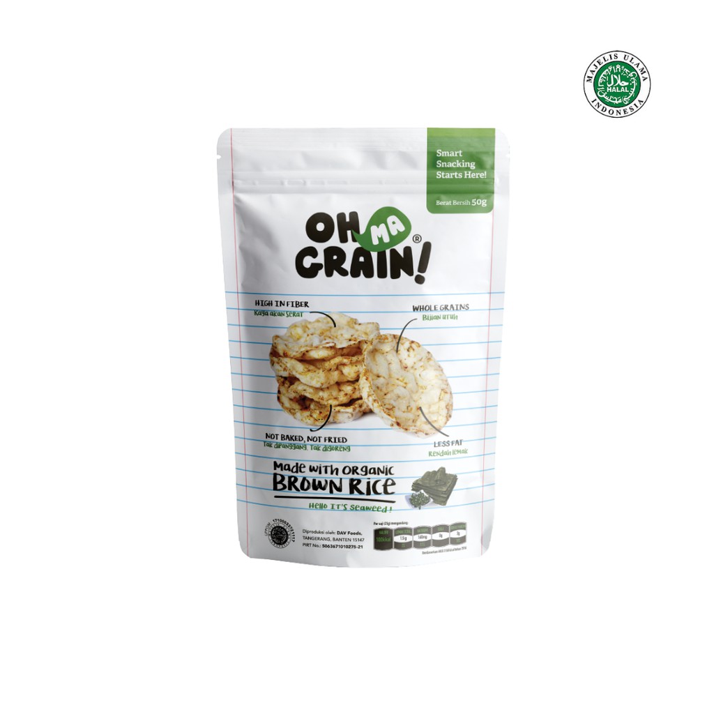 Oh Ma Grain, Organic Brown Rice Cakes Seaweed 45 gr