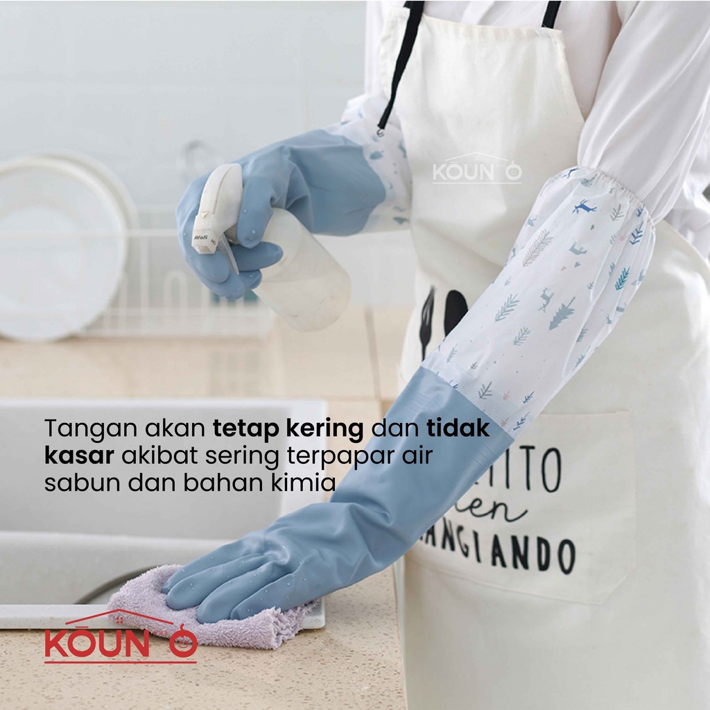 Sarung Tangan Karet Cuci Piring Baju Panjang Lateks Anti Air Tebal Rubber Gloves Latex Waterproof