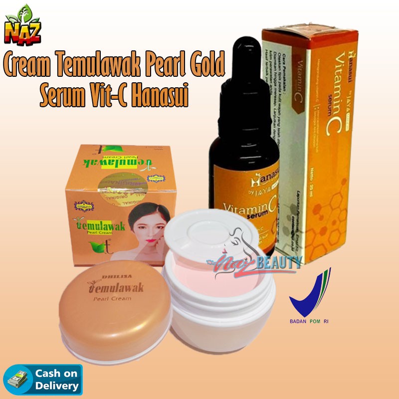 Pearl Cream Temulawak Gold plus Serum Vit-C Hanasui Original BPOM