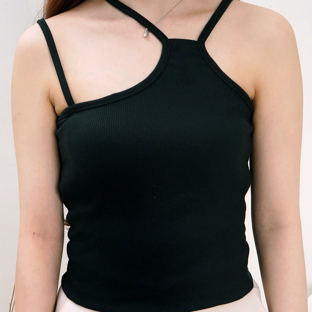 Korean Halter Tanktop Crop Top Knit Wanita Korean Style 195