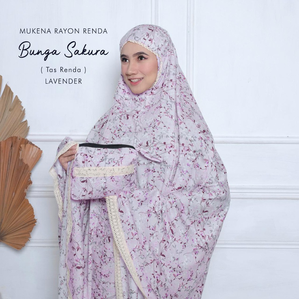 PUSAT MUKENA TASIK - MUKENA DEWASA RAYON RENDA BUNGA SAKURA (TAS RENDA)