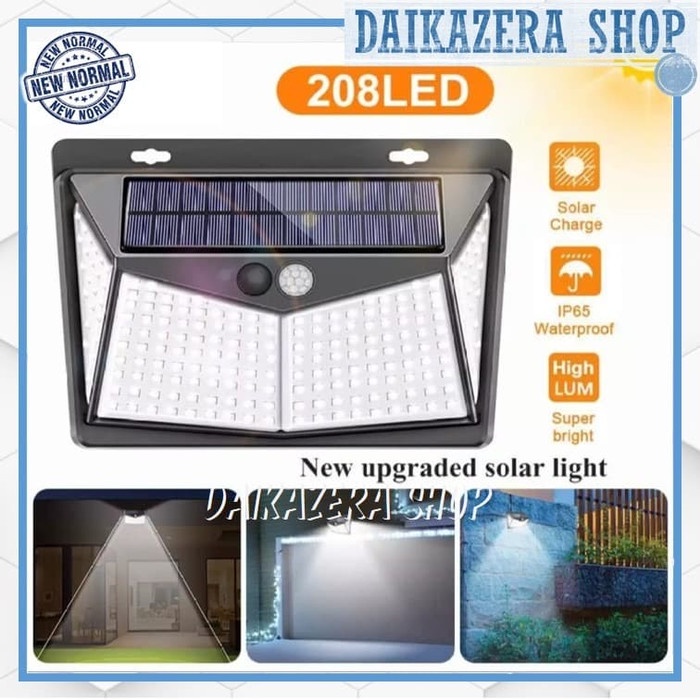 Lampu Taman Dinding Solar Panel Sensor Gerak 208 LED