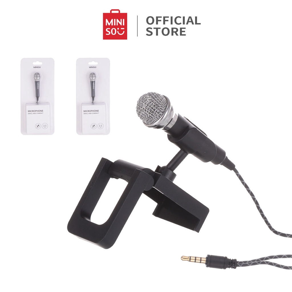 MINISO Mikrofon Mini Kabel Mikrofon Portabel dengan Stand Siaran langsung KTV Livesteam Karaoke Nyan