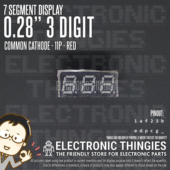 SEVEN SEGMENT 0.28" 3BIT CC RED COMMON CATHODE 7 SEGMEN