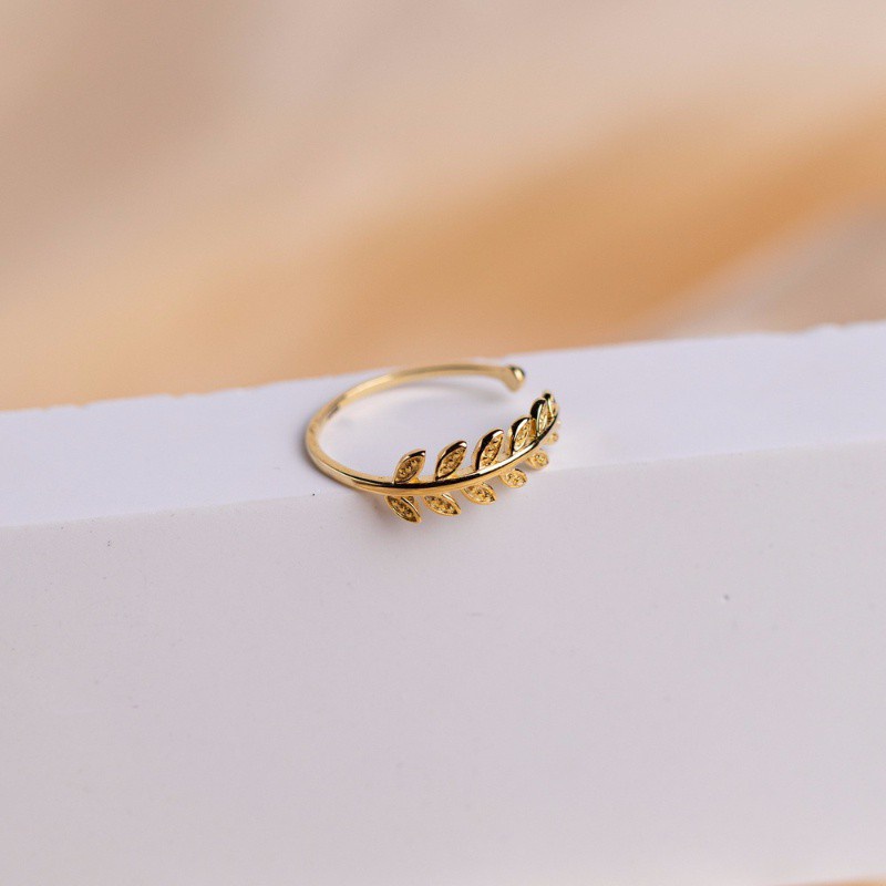 cincin wanita Fashion women's accessories Korean style high-end design leaf open ring