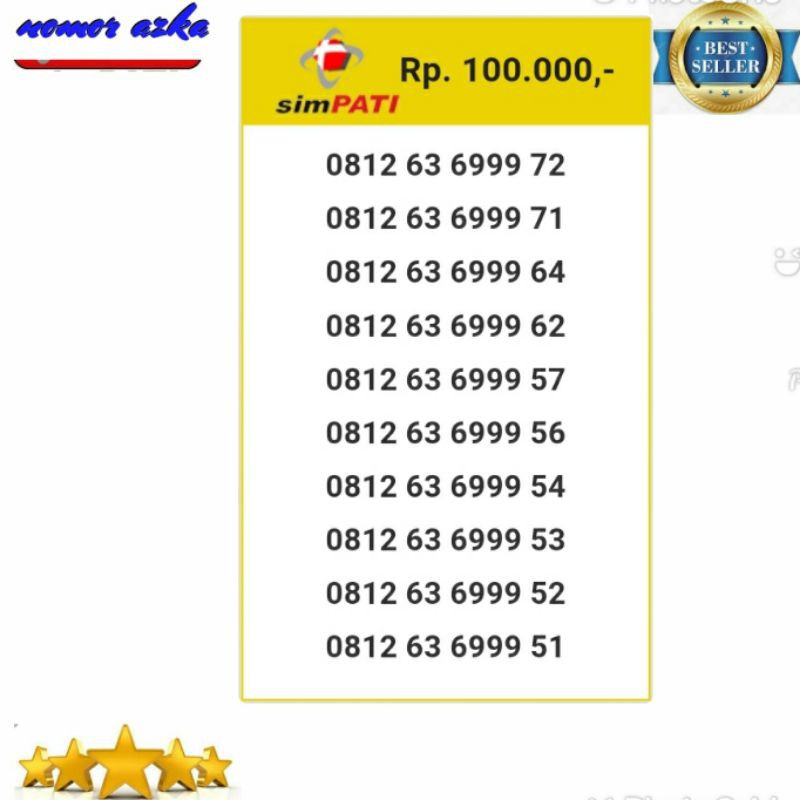 Nomer Cantik Kartu Simpati 812 63 6999 72 Seri Triple 999 Rapih Bsm02