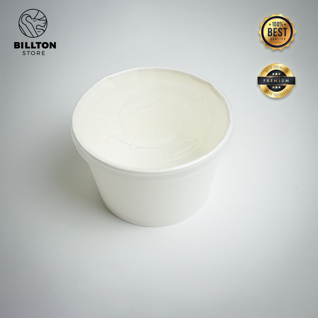 Paper Bowl Dengan Penutup [ 50 SET ] 800 ML 27 Oz / 360 ML 12 Oz