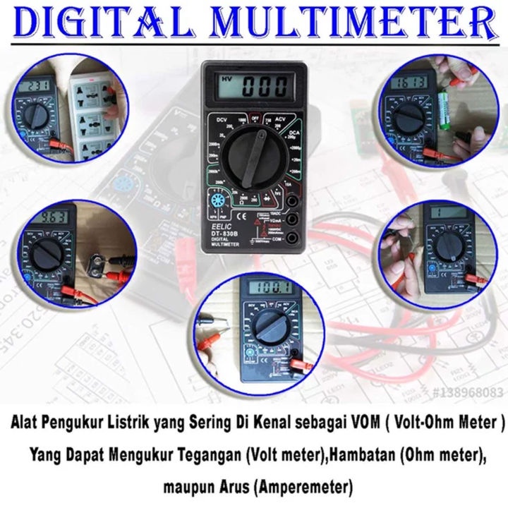 Digital Multitester Avometer DT-830B DT830B Mini Digital Multimeter - Multi Tester Avo meter Digital