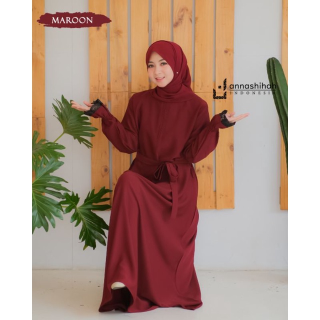 GAMIS YORIS TANGAN RENDA RUMAYYA DRESS EXSLUSIVE  ORIGINAL ANNASIHAH/COD/abaya renda hitam