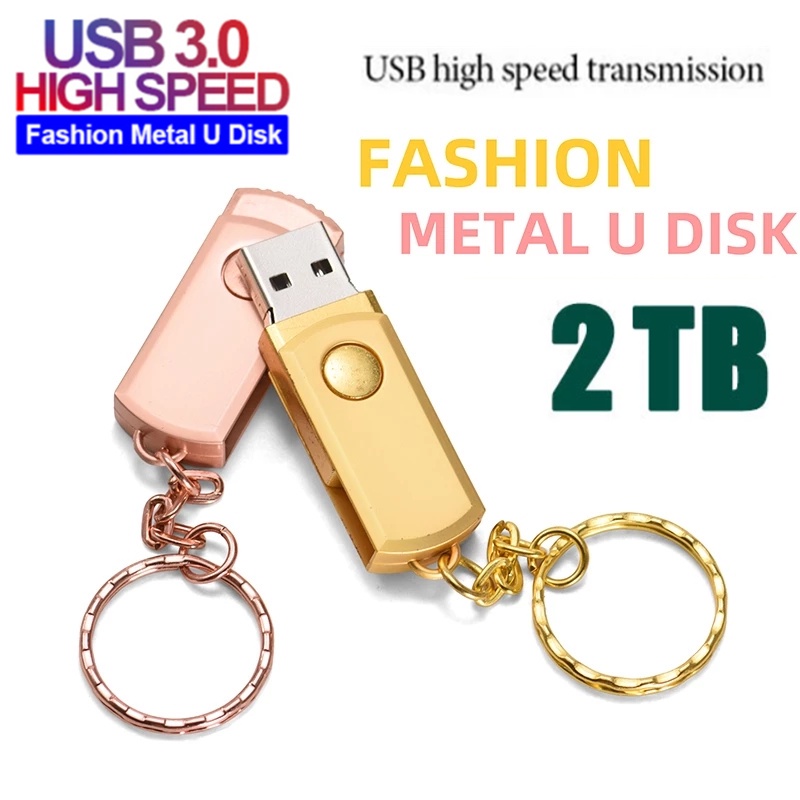 Flash disk USB 3.0 Kecepatan Tinggi 2TB 1TB Bahan Metal + Adaptor Micro