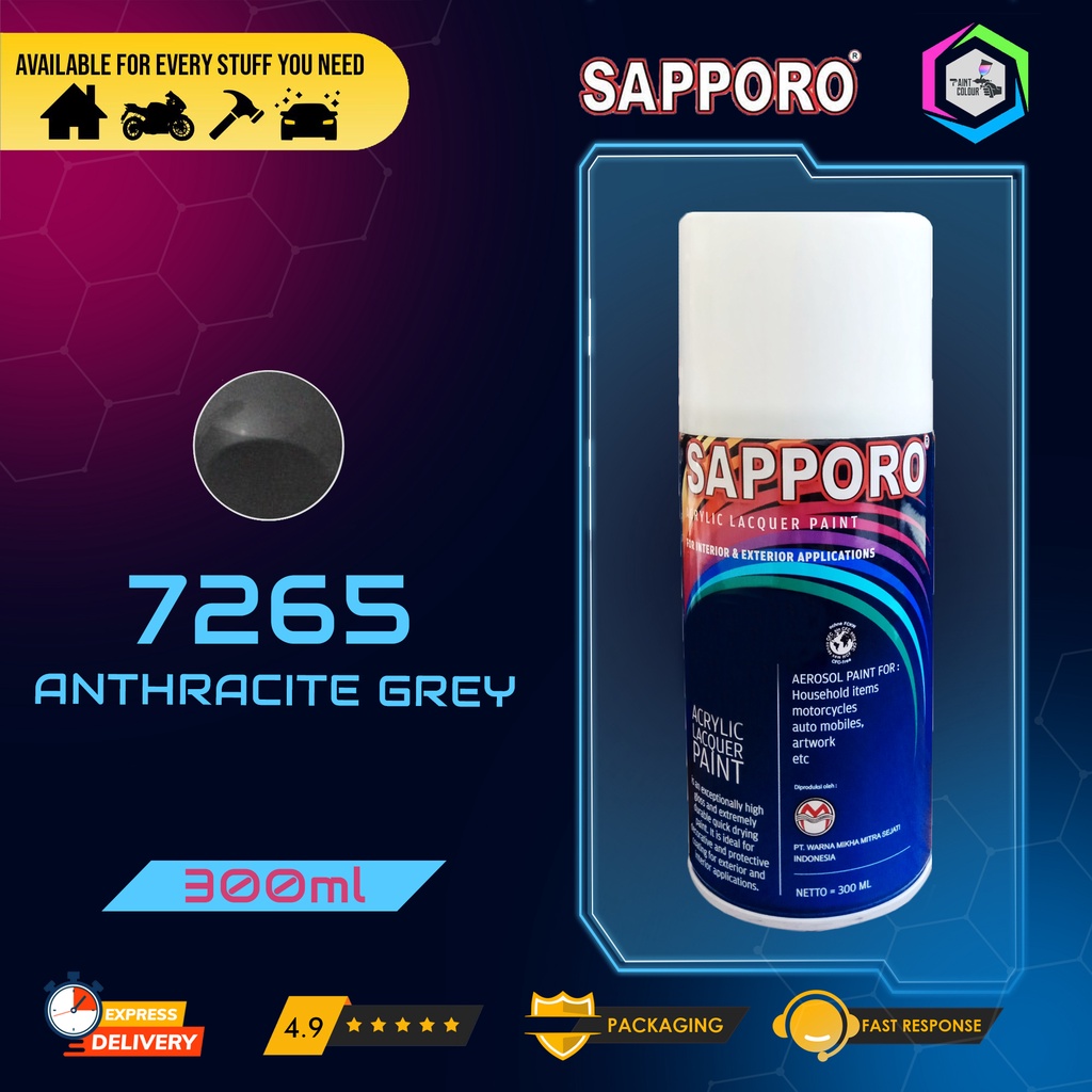 Cat Semprot SAPPORO Paint - 7265 ANTHRACHITE GREY Helm/Motor/Gundam/Body