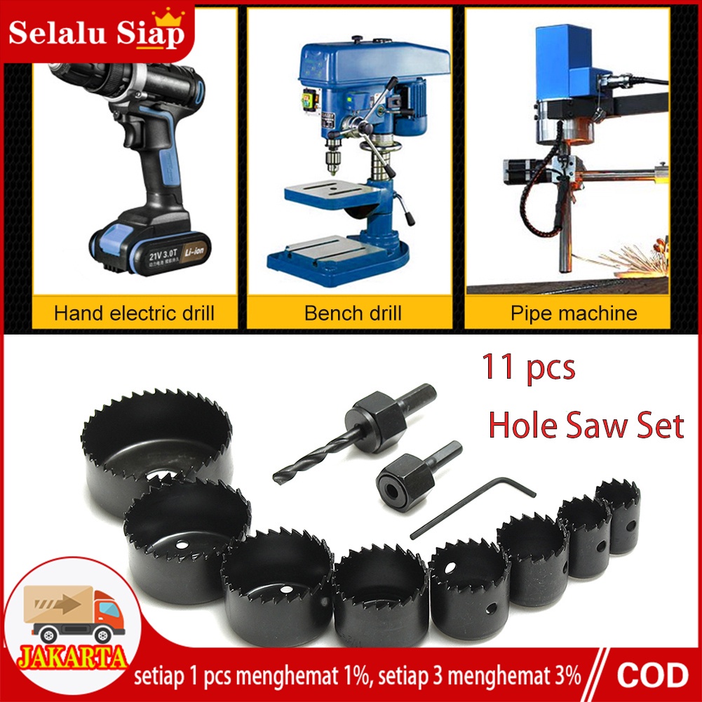 11 pcs Hole Saw Set / Mata Bor Pelubang - 19 mm ~ 64 mm