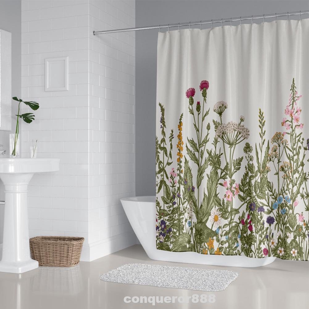 Anti Splash Exquisite Home Washable Easy Install Bathroom Decor Floral Pattern Shower Curtain Set Shopee Indonesia