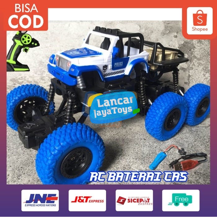 Mainan Anak Mobil Rc Rock Climber Vehicle 6 Roda Police Car Wrangler Skala 1:16 SH091