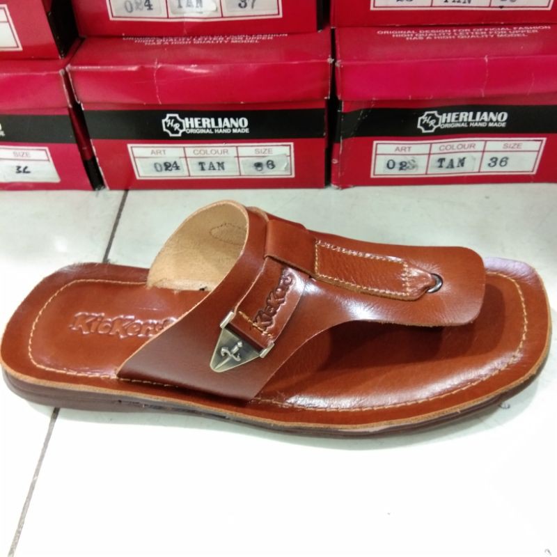 Sandal pria kickers kulit asli terbaru full kulit sendal cowo