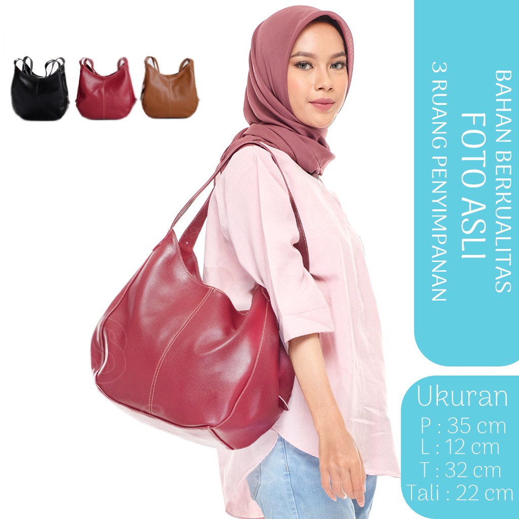 SAES - Widuri Tas Hobo Bag Vintage Retro Shoulder bag 3 Tempat Penyimpanan 3 kompartemen Tas Sekolah kuliah kerja 002