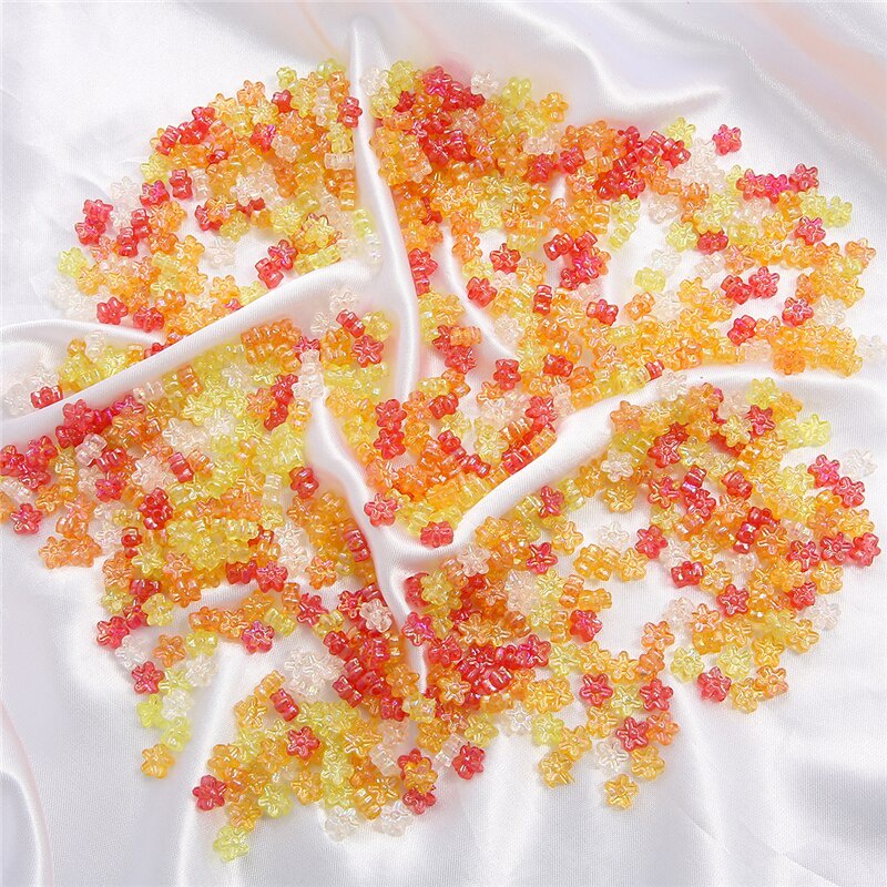 20pcs 6.5mm AB Color Flower Beads With Hole Acrylic Loose Spacer Beads For DIY Jewelry Making Bracelet Necklace Accessories