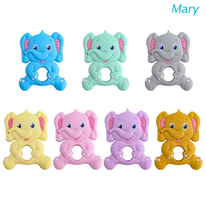 Mary Mainan Teether Bentuk Gajah Kartun Bahan Silikon Untuk Bayi