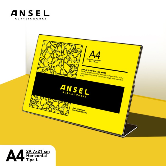 

Jual Tent Holder Akrilik Tipe L / A4 Horizontal 29,7X21 Cm/Acrylic Standing Terbatas